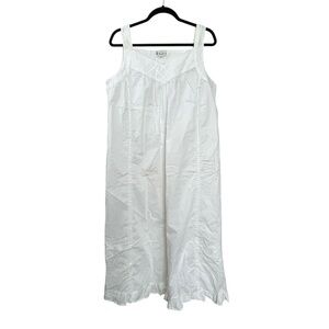 White Cotton Sleeveless Victorian Nightgown Embroidered M